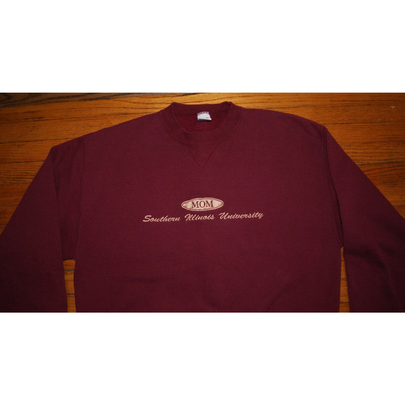 Vintage 90s SIU Southern ILLINOIS University Salukis MOM Maroon L Sweatshirt - Picture 1 of 8